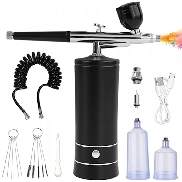 Airbrush-set med luftkompressor, handskar - 27psi högt tryck airbrush med slang