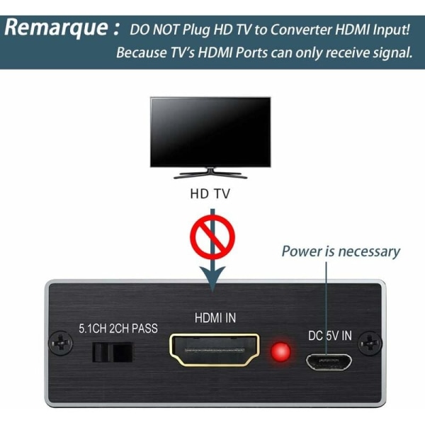 HDMI Audio Extractor 4Kx2K HDMI til HDMI Konverter SPDIF TOSLINK O