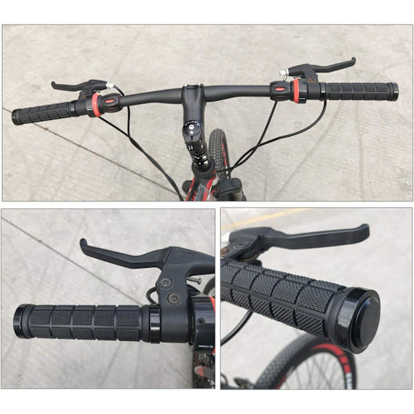 Ett par ergonomiska halkfria mjuka gummigrepp för cykel, grepp för MTB-cykel (svart)