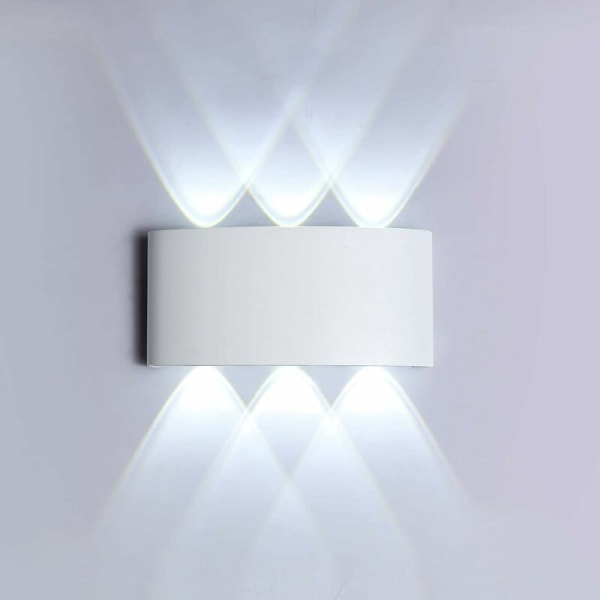 6W LED Wall Light, 6000K Cool White Light, IP65 Waterproof Wall S