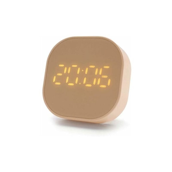Liten kub digital väckarklocka barnflicka LED digital väckarklocka med nedräkningstimerfunktion kökstimer, 2 larminställningar, USB/batteridriven, 12/24H, hemresa (rosa)