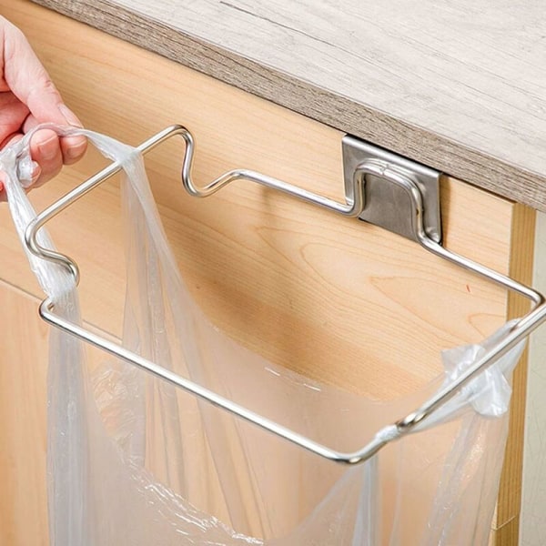 Køkkenaffaldsposeholder Skraldeposeholder til skabslåge Skuffeophæng i rustfrit stål Genanvendelig Hjem Soveværelse Hængende Klud Håndklæde