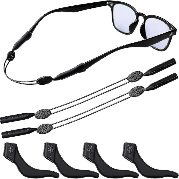 2 Pakke Solbrilleholderstropp, Sportsbrillestropp Med 4 Stk Øre