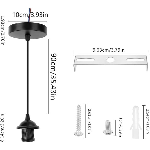 2-osainen riippuva lamppukaapeli riippuvalaisin E27-lamppu