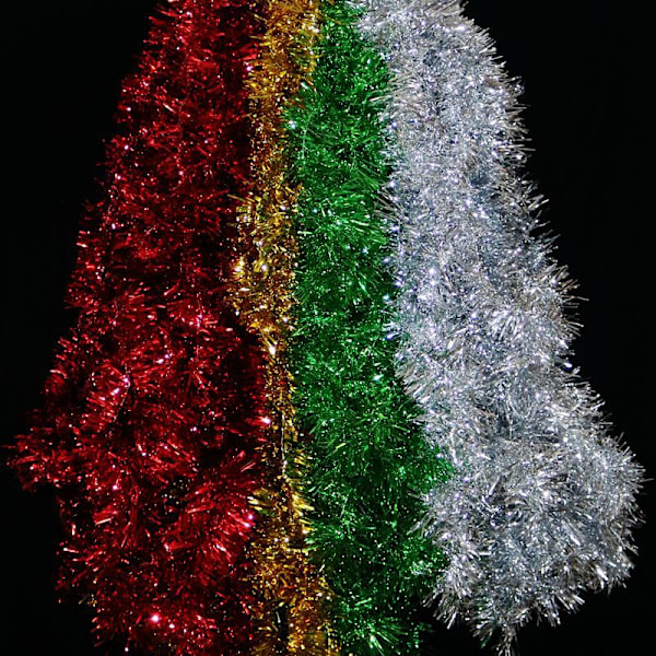 4 Rolls Metallic Tinsel Garland Wire Tinsel Christmas Tree Decoration Rope