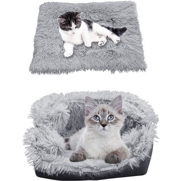 Furry självuppvärmande kattsängmatta, 2-i-1 mjukt sovfilt för husdjur