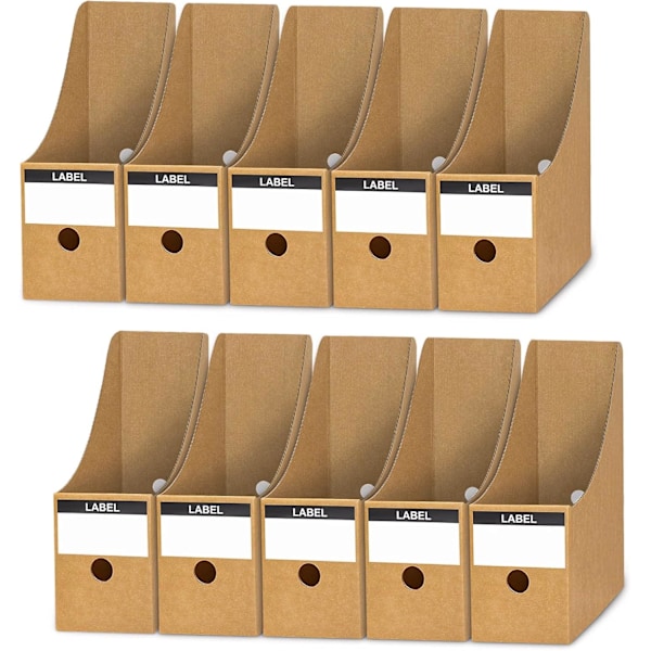 10 Pack Cardboard Magazine Holder - Document Storage Box - For school, dorm