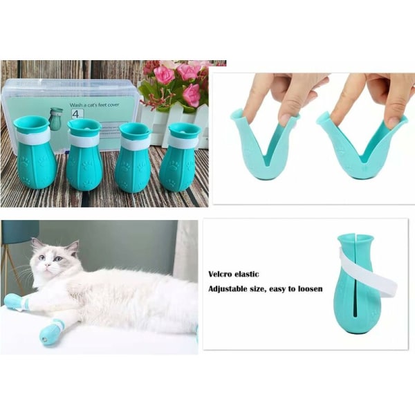 4-katt sko, anti-ripe kattefotstøvler, justerbar kattepotebeskyttelse