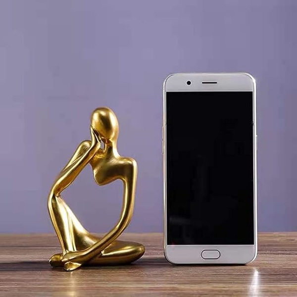 Modern tänkare hartsstatyer, XiXiRan 3 delar abstrakt tänkare staty, harts tänkare abstrakt skulptur, guld skulptur tänkare prydnader, heminredning, staty dekoration för hemmakontor