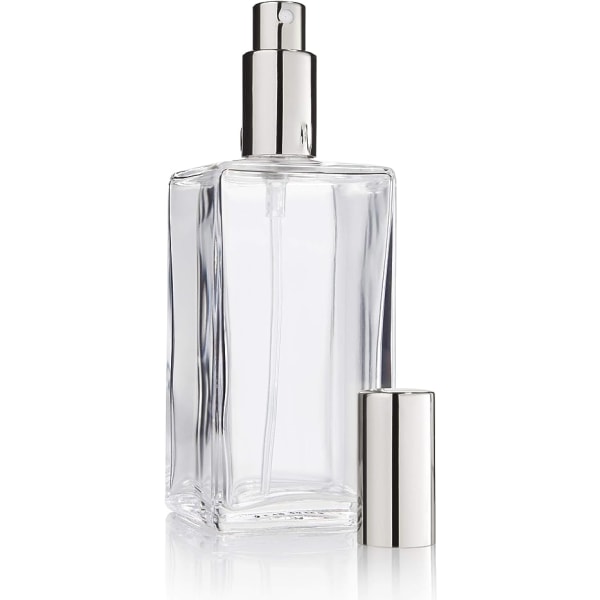 Fyrkantig parfymflaska med pump, spruta och cap 15 ml