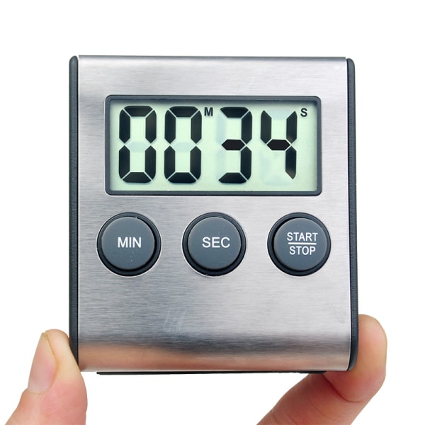 Mini digital timer, 24-timmarsformat, nedräkning och stoppur, för