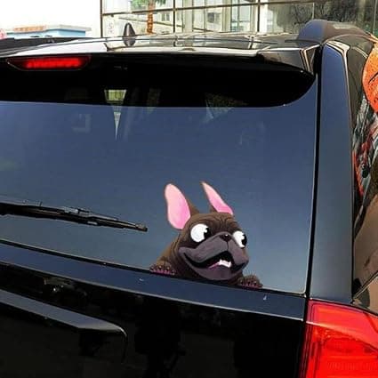 Bilsticker, 3D Bilstickers Hund Bilsticker Bakruta Sticker Fransk Bulldog