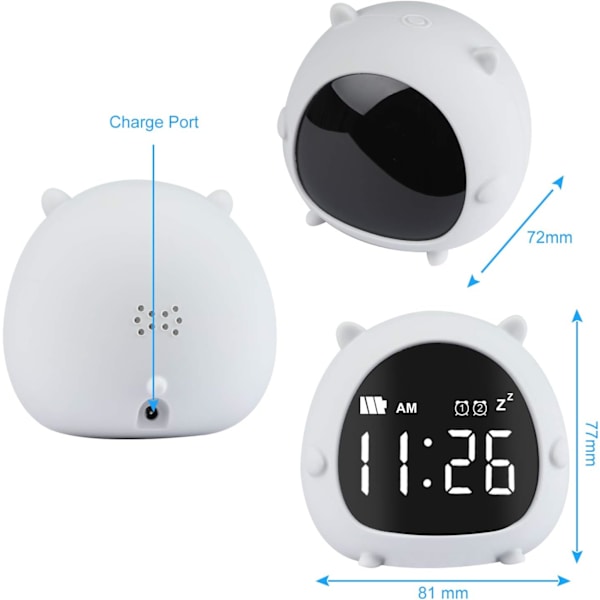 Söt barn digital väckarklocka med nedräkning Snooze 2 larm Röststyrning