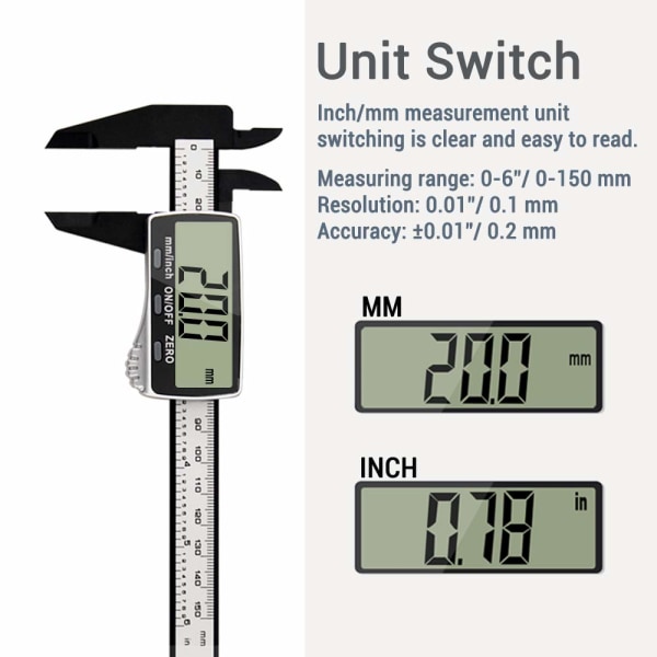 150 mM digitalt skjutmått, elektroniskt skjutmått Precision Digita