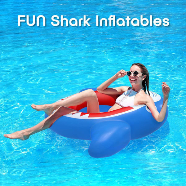 Inflatable Shark Buoy, Swimming Bed, Inflatable Beach Float Toy,