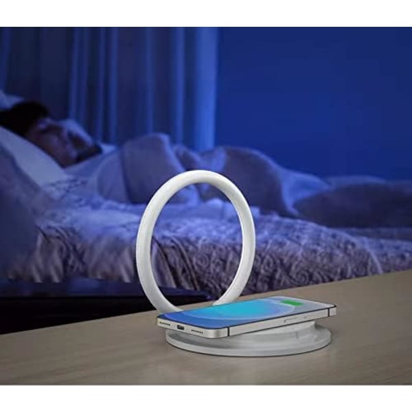 LED-nattlampa för trådlös laddning av alla Qi-enheter, ögonskydd