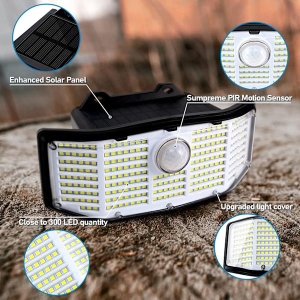 Solcellslampor utomhus, 252 vattentäta Ip65 LED solcellslampor