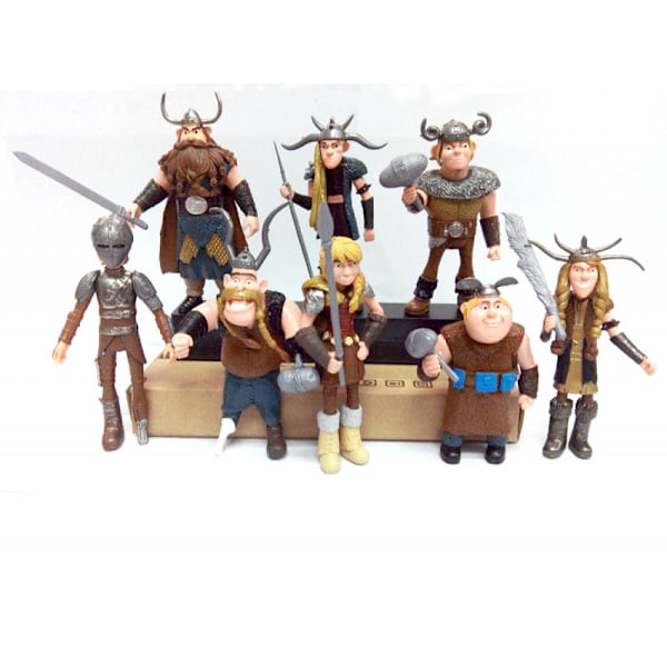 8 st vikinga actionfigurer - Hicke, Astrid, Stoick, Gobber, Snotlout, Fishlegs, Tuffnut & Ruffnut söta leksaksfigurer