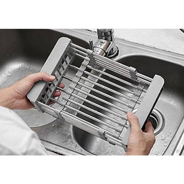 Rostfritt Stål Retractable Avloppskorg för Diskho, Diskställ, Kök Sh