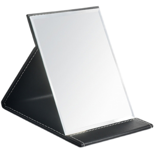 1 stk PU-lær sammenleggbart sminke speil - Sammenleggbart bordplate sminke speil for reise, skjønnhet（25,5*18cm)