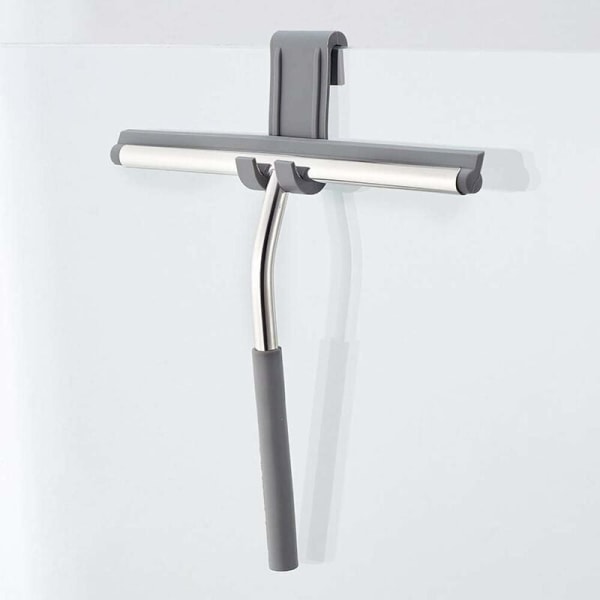 Premium duschskrapa i rostfritt stål, hängande ingen borrning, Sil