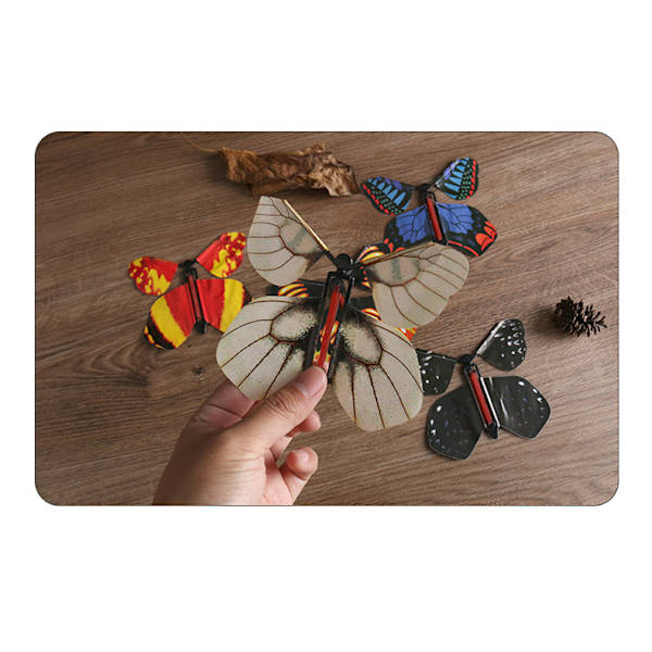 Magisk uppfällbar flygande stor överraskningsgåva fjäril i boken gummibanddriven magisk älva flygande, leksak stor överraskningsgåva (5-pack)