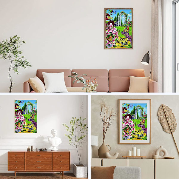 Full 5D Diamond Painting Set, DIY Butterfly Diamond Art Set, Trädgård