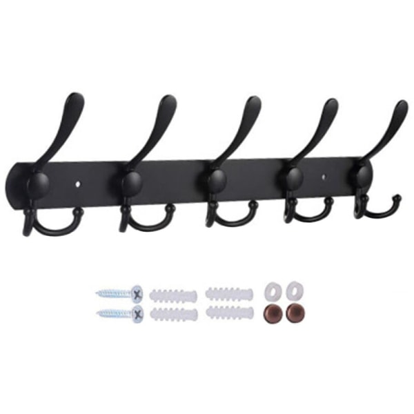 Long Wall Mounted Coat Rack, 5 Three Hooks for Hanging Coats, Wal