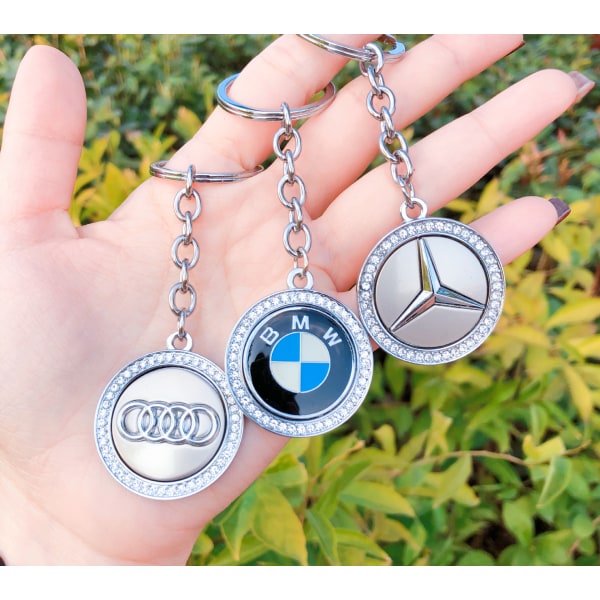 Benz nyckelring bil logotyp nyckelring diamant accessoarer lämplig för