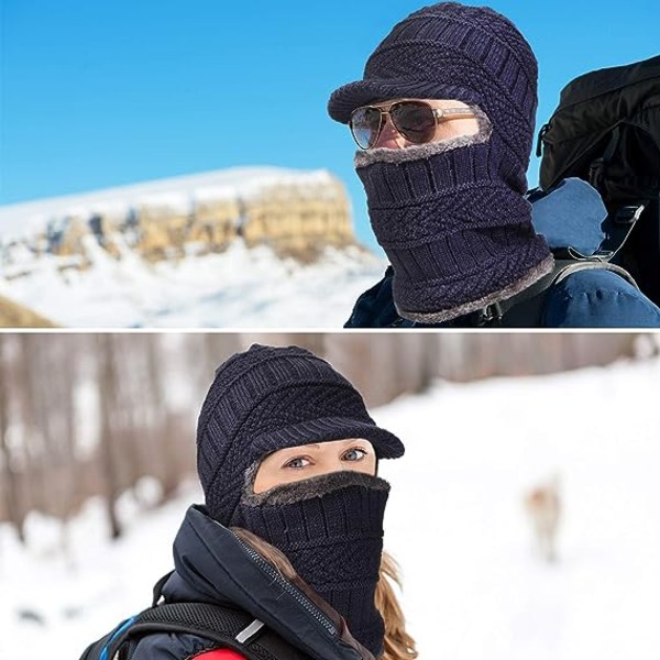 1 stk. strikket balaclava hue vinter halsvarmer ski ansigtsmaske