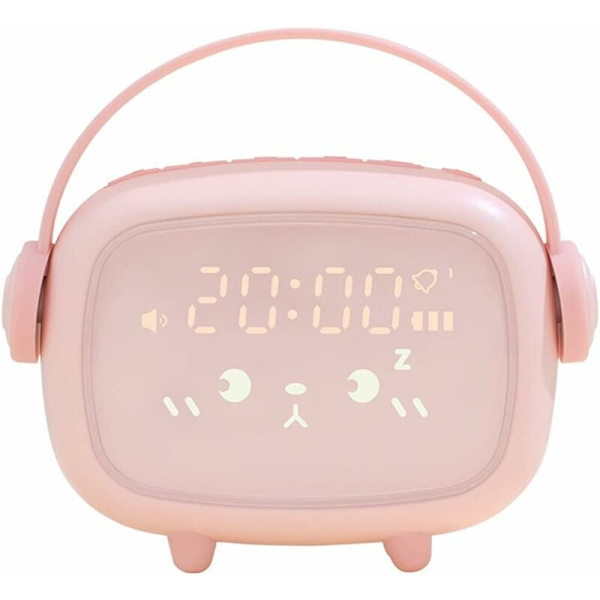 Barnklocka, söt väckarklocka för barn, dag natt nattlampa och musikpåminnelse, röststyrning, justerbar snooze-väckarklocka för flickor pojkar födelsedagspresent