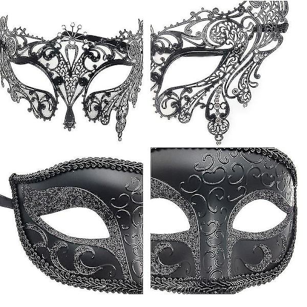 2 st par maskeradsmasquerad set svarta halv ansiktsmasker för danci