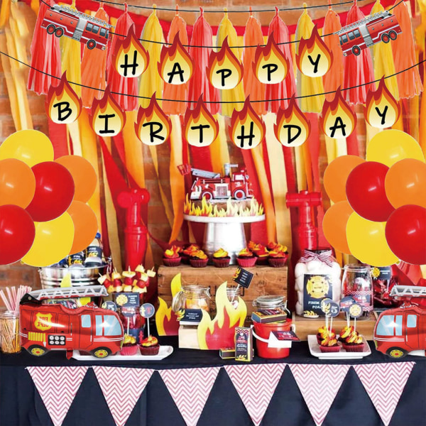 Palomiehen teemalla Onnellista syntymäpäivää ilmapallopaketti