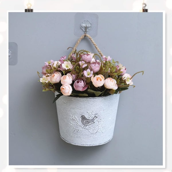 Hängande blomkruka planter - Halvcirkelformad galvaniserad väggvas