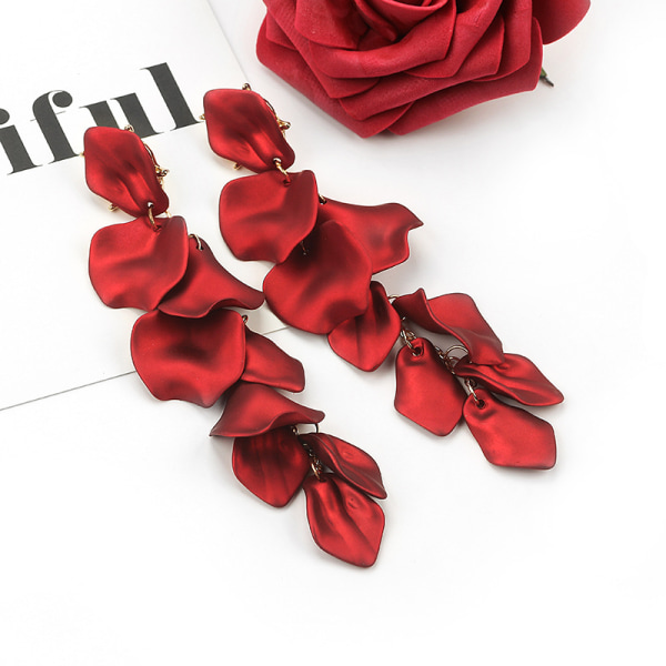 6 delar röda rosblad tofsörhängen för kvinnor Nyårsbrud E