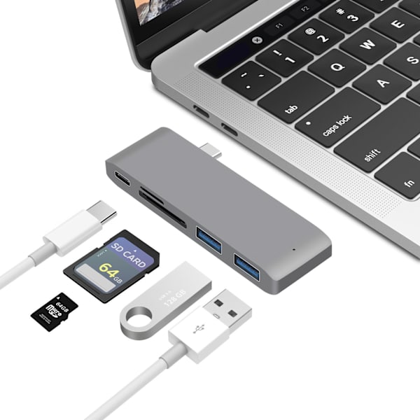 USB-C-hubb, USB-C-adapter för MacBook Pro, 5-i-1-adapter kompatibel med