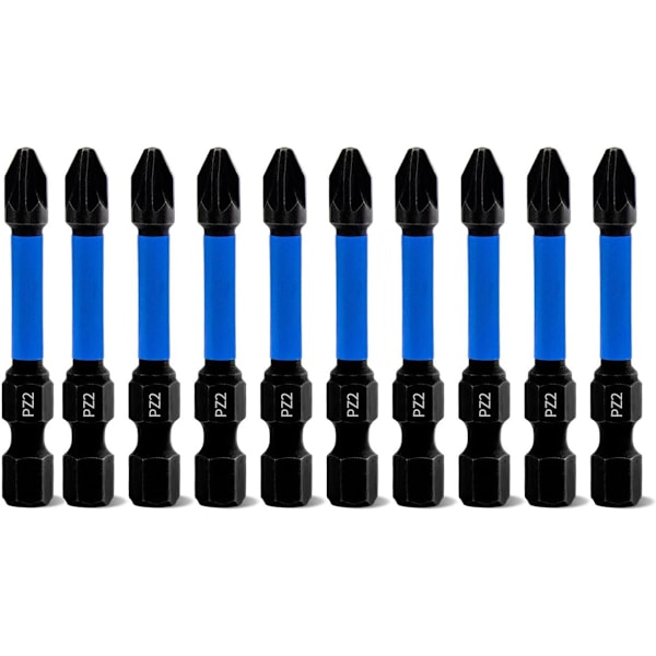 Professionell Pozidriv Skruvmejselbits Set 10st Längd 50mm PZ2 Magnetisk Im