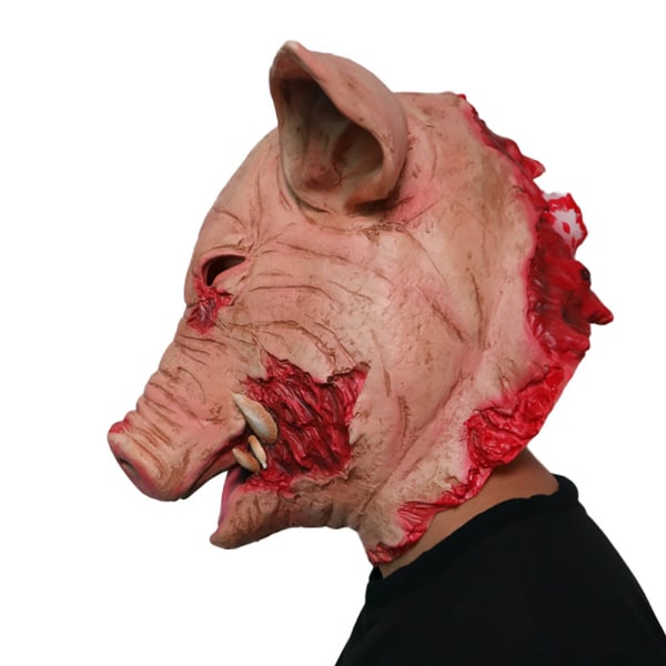 Horror Pig Latex Maske for Halloween Rosa