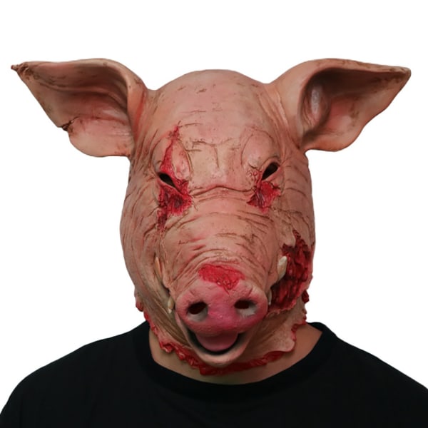 Horror Pig Latex Maske for Halloween Rosa