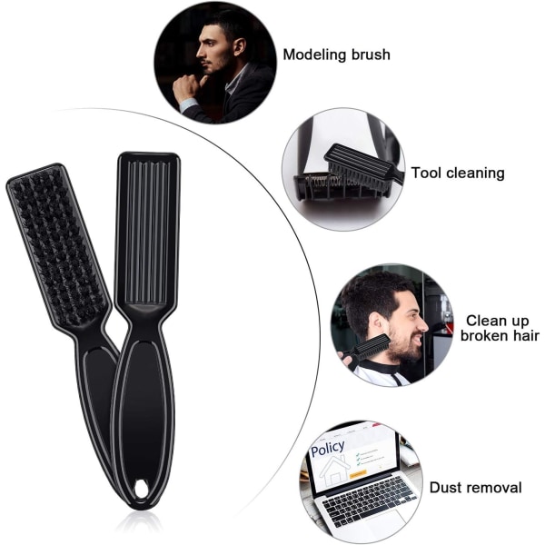 3-pack nylon hårklipparblad rengöringsborstar hårklippar rengöringsverktyg - svart