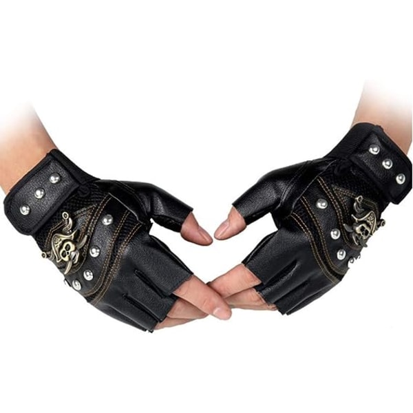 Svarta nithandskar steampunk gotiska handskar punkkläder nit mo