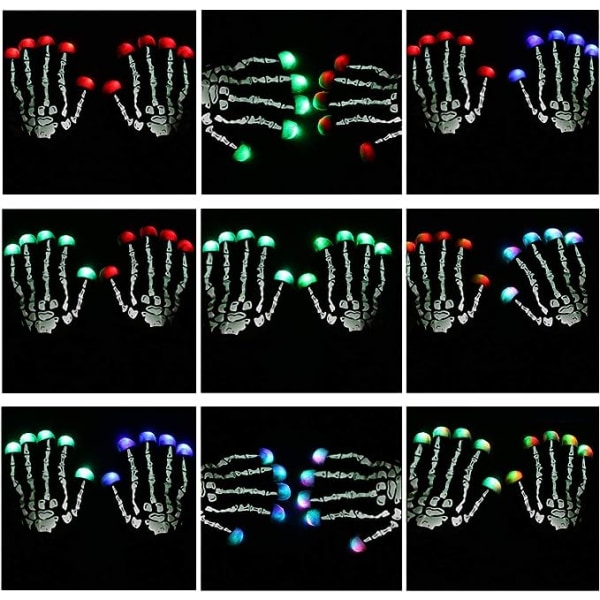 Skeleton käsineet, LED-käsineet, hehkuvat käsineet Finger Light Magic To
