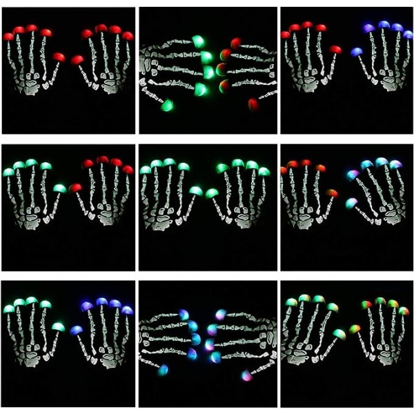 Skeletthandskar, LED-handskar, Glödande handskar Finger Light Magic To