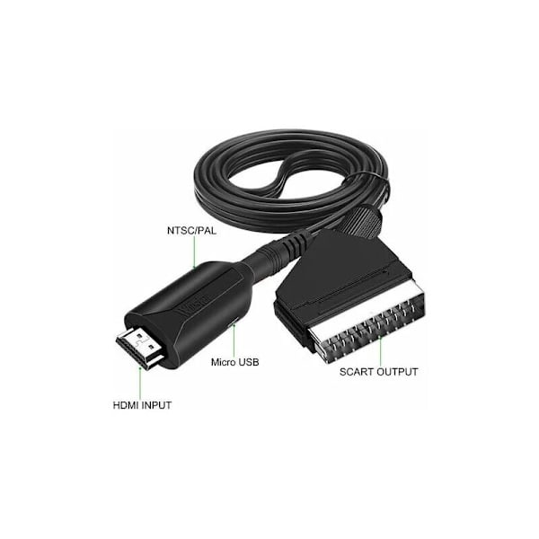 Scart till Hdmi-omvandlare Video Audio Adapter för Hdtv/dvd/set top