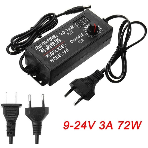 AC/DC 9-24V 3A 72W Justerbar Strömadapter Adapter Universell Strömadapter för DC Motor Hastighetskontroll
