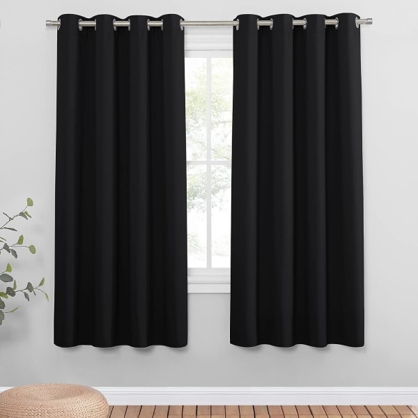 Svarta gardiner med öljetter gardiner ogenomskinlig gardin svart  ogenomskinlig 845b | Fyndiq