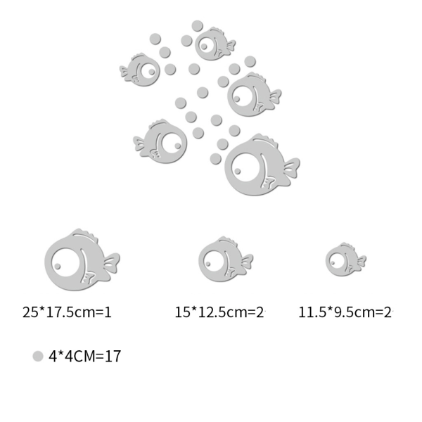 Sarja 1, 3D akryyli seinätarra kala ja kuplat peili tarrat