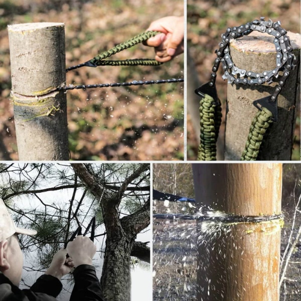 Paracord Pocket Chainsaw Fällbar Grön