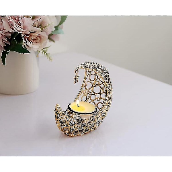 Metallisk Måne Tealight Ljusstake Stativ Dekorativ Tealight Ljusstake T