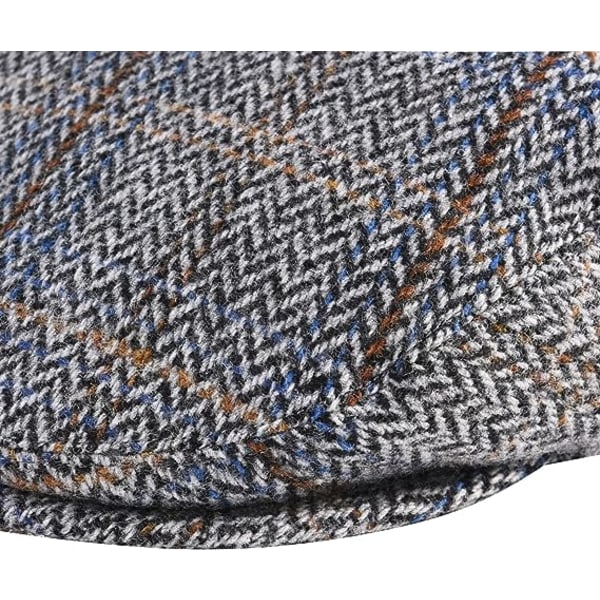 Herre Flat Herringbone Newsboy Hat Ullblanding Herringbone Cap Cof